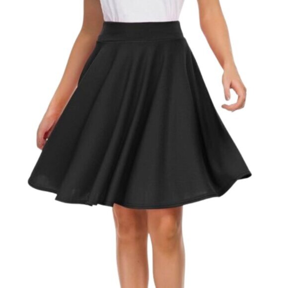 Women's Casual Stretchy Flared Mini Skater Skirt Basic A-Line Pleated Midi Skirt - Picture 1 of 7